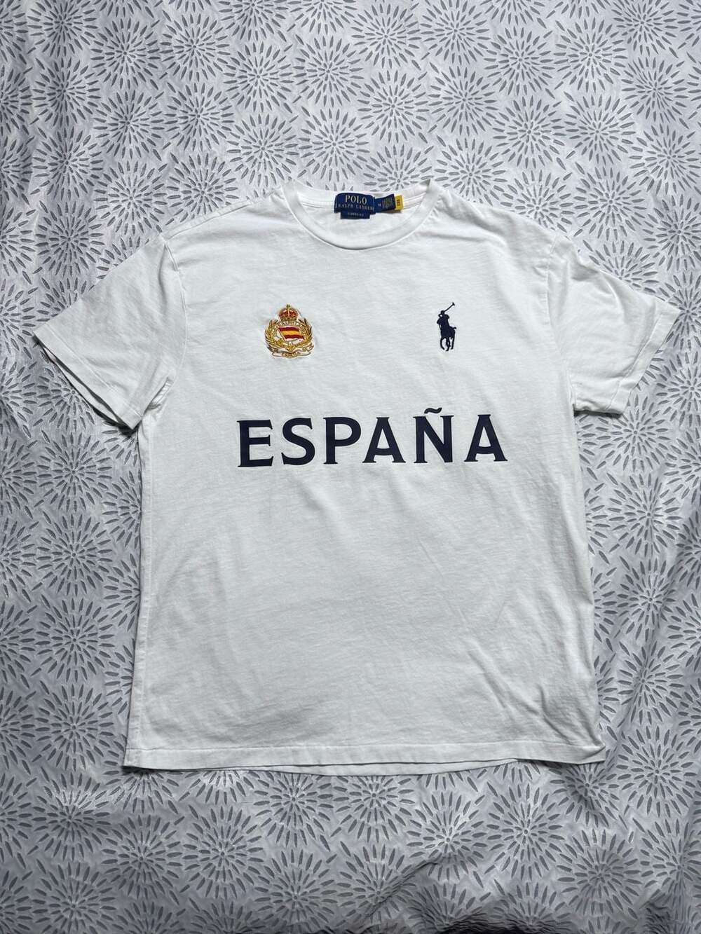 Polo Ralph Lauren España Spain T-Shirt Size M White Classic Fit